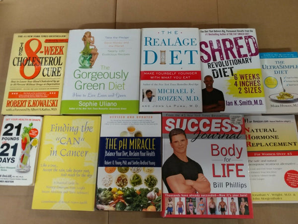Lot of 10 Diet Fitness Exercise Weight Loss Alternative Health Books *RANDOM*MIX