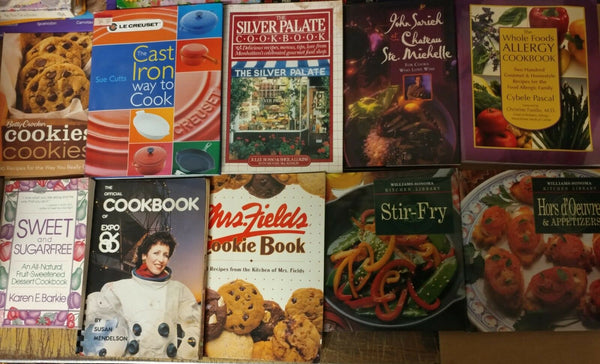 Lot of 10 Cooking Baking Recipe Grilling Low-Fat Ingredient Books RANDOM SET MIX