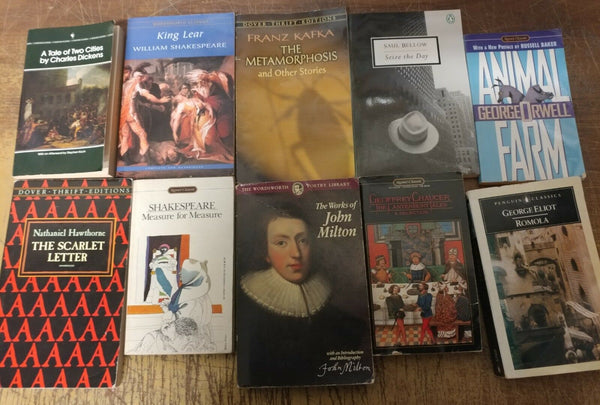 Lot of 10 Classic Paperback Literature Book Penguin Orwell Dickens Steinbeck Mix