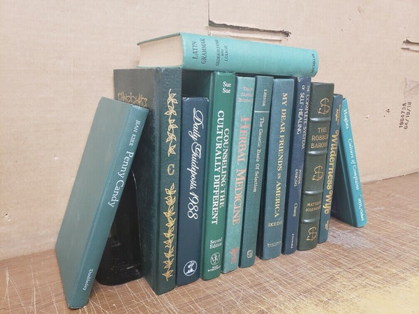 Lot of 10 Hardcover GREEN Shades Books for Decor Library Wedding Home Farmhouse