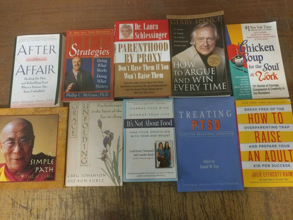 Lot of 10 PSYCHOLOGY SELF HELP ESTEEM THERAPY RECOVERY INSPIRE Book MIX*UNSORTED