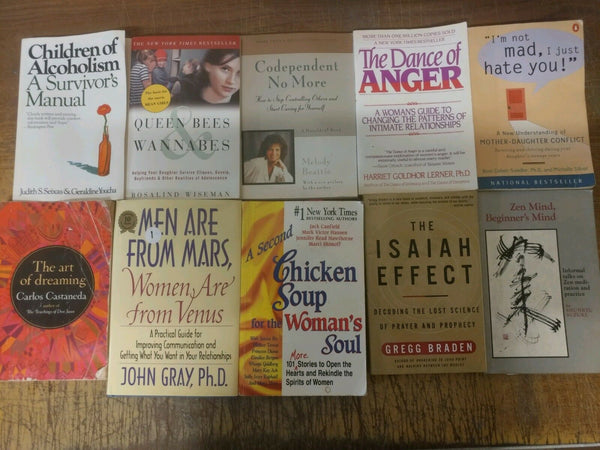 Lot of 10 PSYCHOLOGY SELF HELP ESTEEM THERAPY RECOVERY INSPIRE Book MIX*UNSORTED