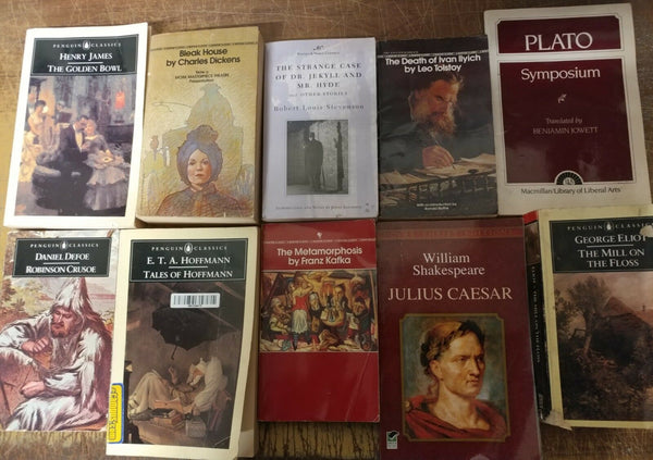 Lot of 10 Classic Paperback Literature Book Penguin Orwell Dickens Steinbeck Mix