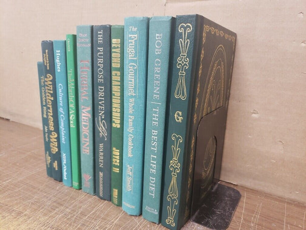 Lot of 10 Hardcover GREEN Shades Books for Decor Library Wedding Home Farmhouse