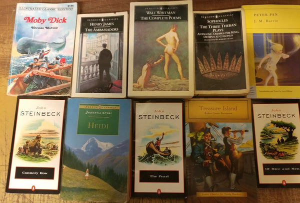 Lot of 10 Classic Paperback Literature Book Penguin Orwell Dickens Steinbeck Mix