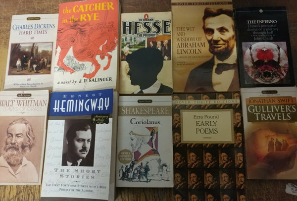Lot of 10 Classic Paperback Literature Book Penguin Orwell Dickens Steinbeck Mix