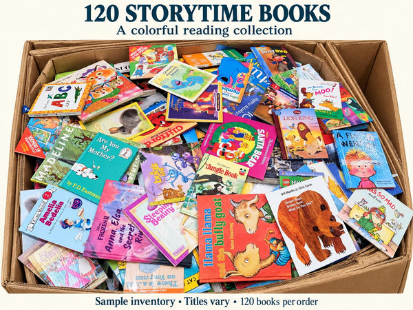 120 Kids Storytime Books Lot, Assorted Picture Books, Hardcover & Paperback, Daycare Classroom Reading Collection — photo 1