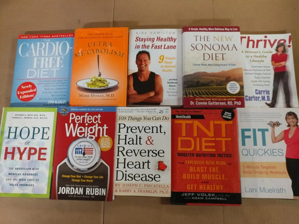 Lot of 10 Diet, Fitness and Health Books – Random Mix of Weight‑Loss, Exercise, Nutrition and Alternative Health Titles Wellness Library — photo 3