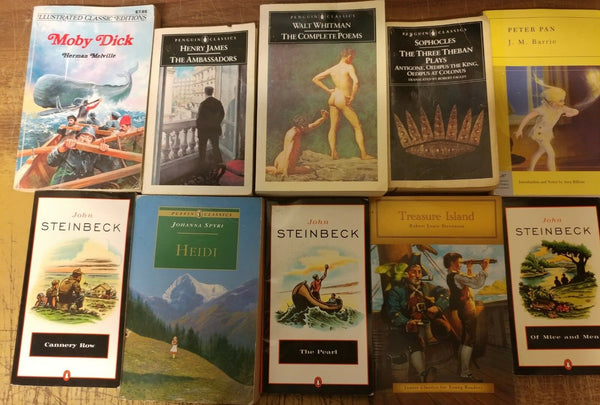 RANDOM Lot of 5 Classic Paperback Literature Books Penguin Orwell Steinbeck Mix