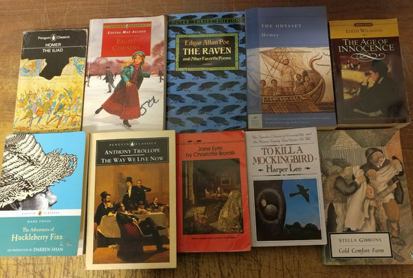 Lot of 10 Classic Paperback Literature Book Penguin Orwell Dickens Steinbeck Mix