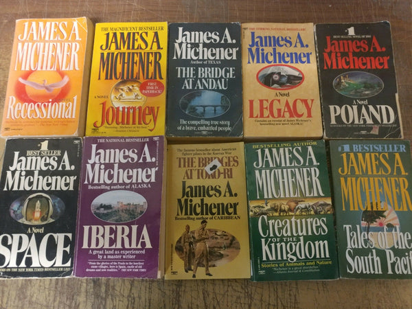 Lot of 10 JAMES A. MICHENER Books Vintage Paperback Softcover *RANDOM* MIX Set