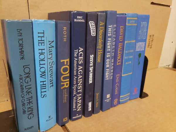 Lot of 10 Hardcover BLUE NAVY AQUA TEAL Shades Books for Staging Prop Decor