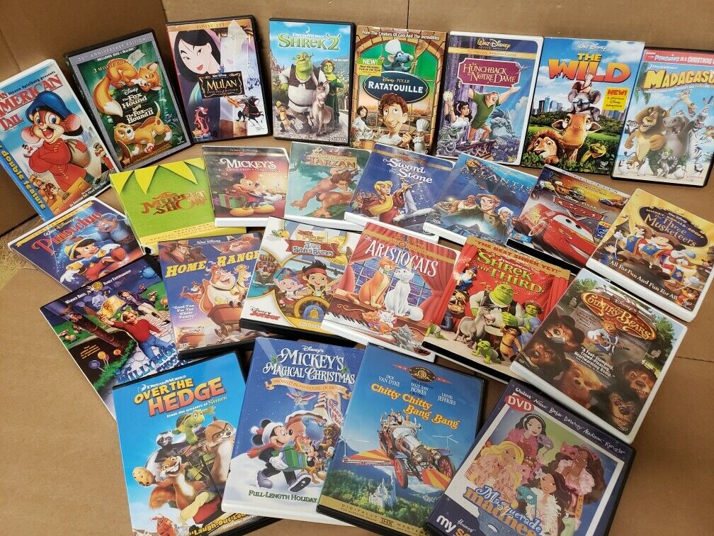 Lot of 10 DVD Cartoon Family Children Classic Animated Kids Disney Movie RANDOM