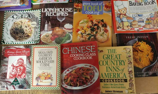 Lot of 10 Cooking Baking Recipe Grilling Low-Fat Ingredient Books RANDOM SET MIX