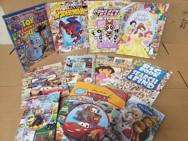 Lot of 10 Look & Find Walt Disney Waldo SpongeBob Pixar Popular Kid Books Random