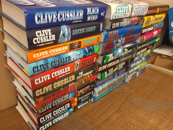 Lot of 10 Clive Cussler Hardcover Books Dirk Pitt Fargo Oregon Kurt Bell *RANDOM
