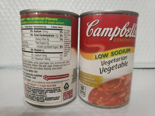 Lot of 4 CAMPBELL'S Vegeterian Vegetable Soup Low-Sodium 10.5 oz Pull-Top Can
